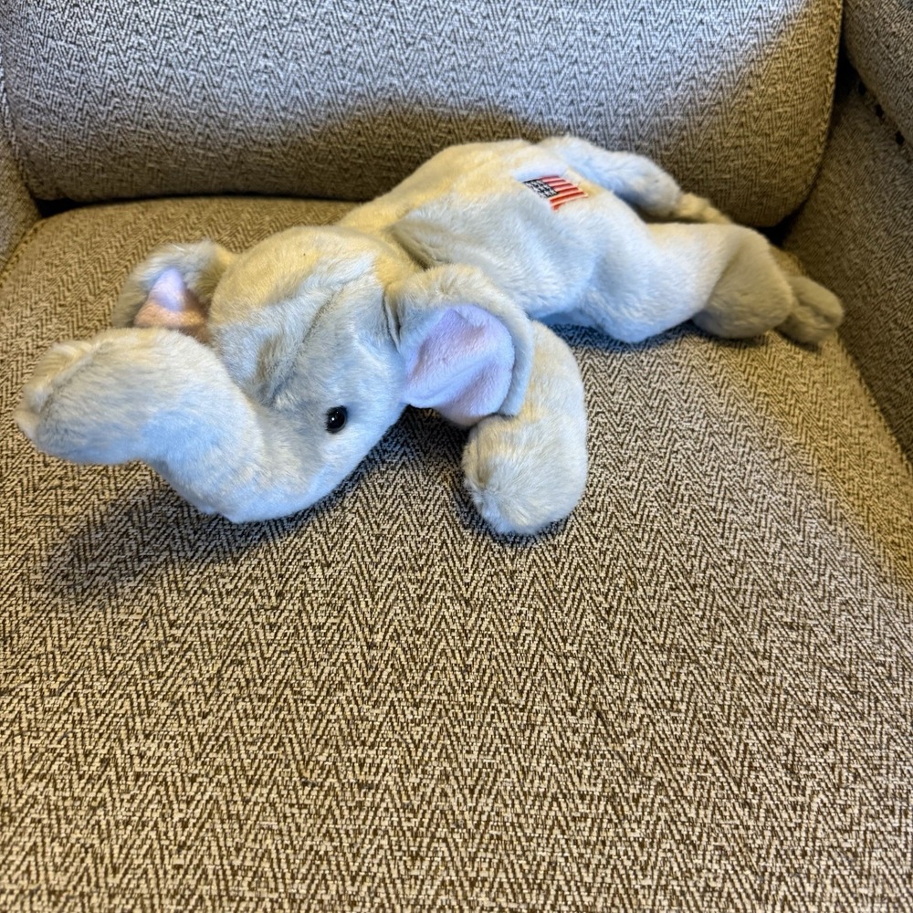 Ty Beanie Buddies Righty Gray Elephant Plush Stuffed Animal‎ Toy American Flag